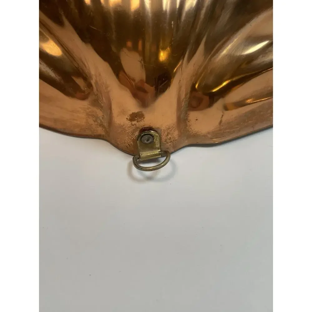 Vintage Copper Shell Mold Or Wall Decor 12” Tin Lined - Has Wall Hanging Hook